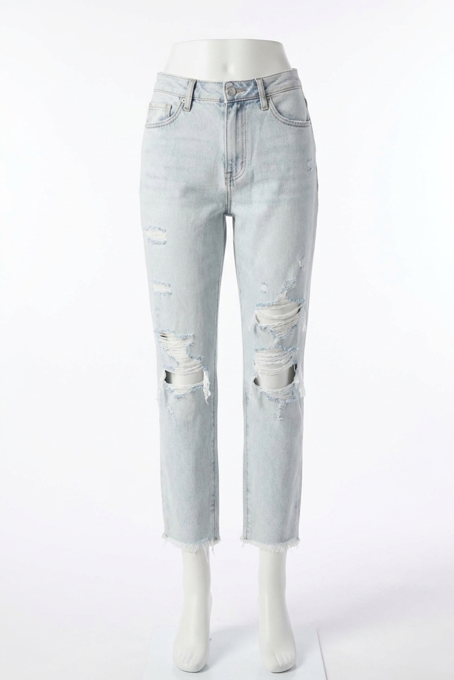 NEW VERVET BY FLYING MONKEY back and better mom jeans in light wash